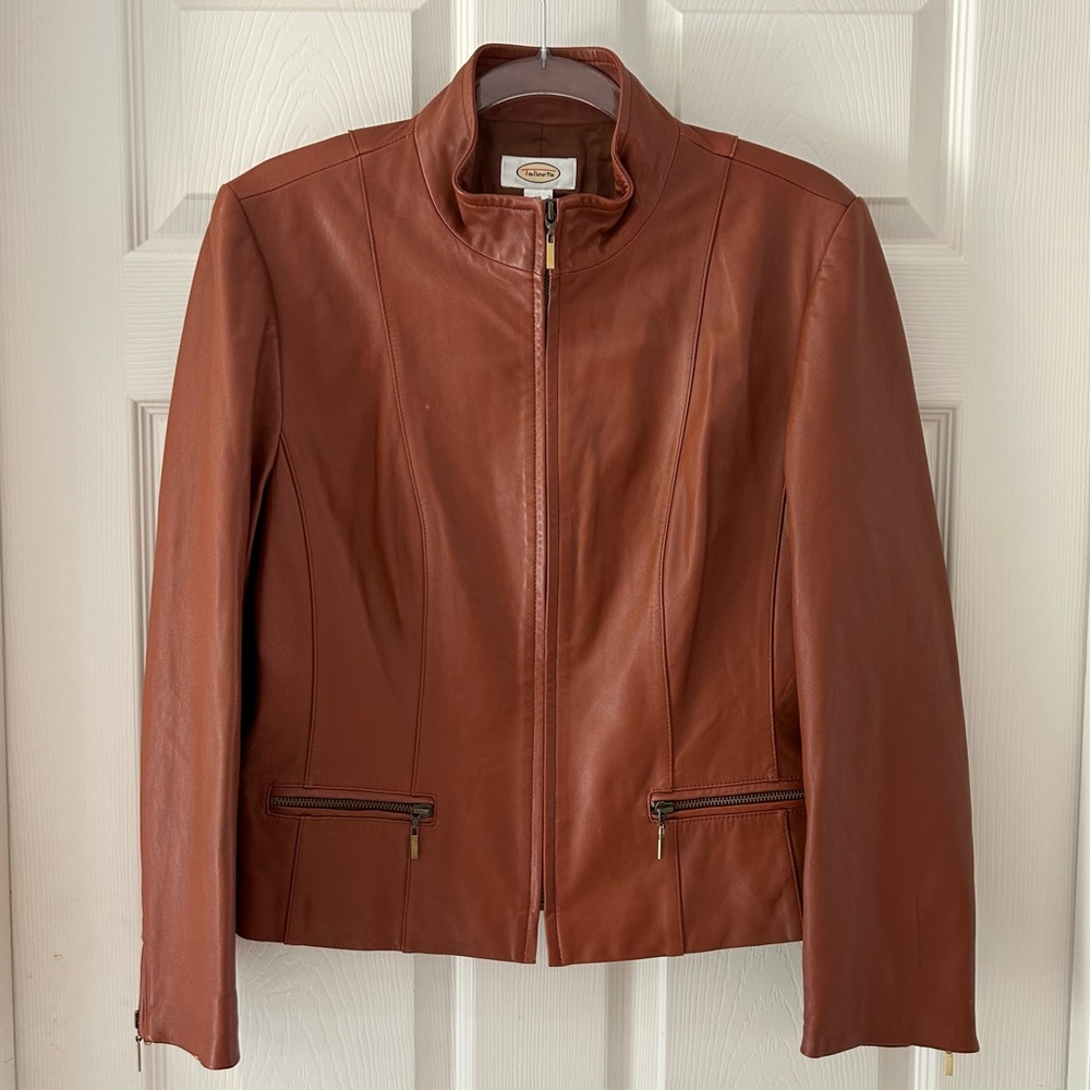 Talbots Women's Leather Jacket in Rich Brown